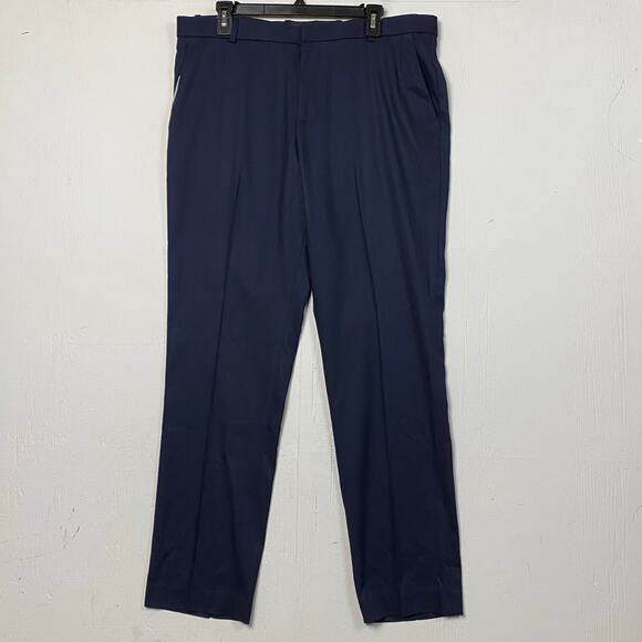 Perry Ellis Portfolio Travel Luxe Navy Blue Slim Fit Pants Size 36x32 - Picture 1 of 9